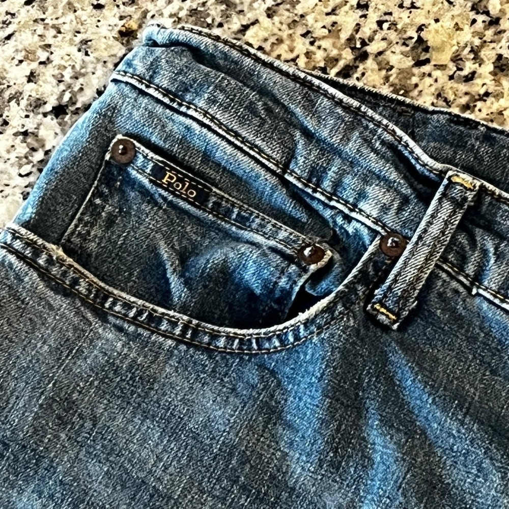 Polo Ralph Lauren Varick Jeans Mens 38x30 Blue Denim Slim Straight - Picture 8 of 12